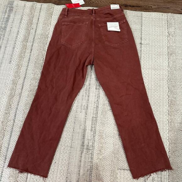 LOVERVET Women's Tummy Control Crop Straight Jeans Size 16W In Burgundy - Picture 3 of 14